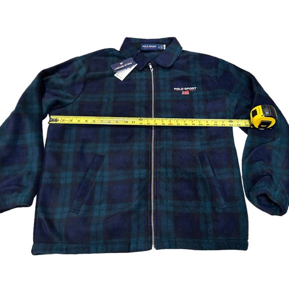 Polo Ralph Lauren Navy & Green Fleece Check Jacket, Large Size, NWT - Picture 11 of 12